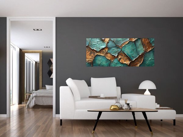 Obraz - Zeleno-zlatá maľba (120x50 cm)