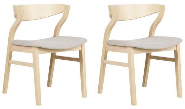 Súprava 2 jedálenských stoličiek svetlé drevo béžový polyester preglejka nohy z kaučukového dreva tradičný retro dizajn
