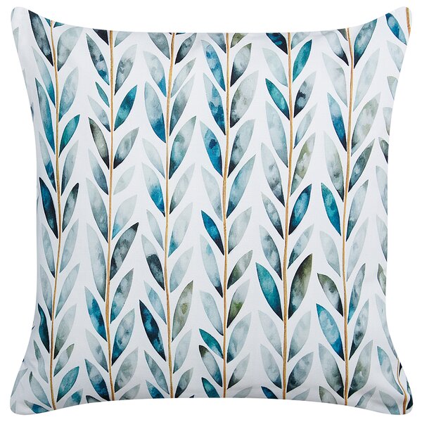 Sada 2 záhradných vankúšov biela a zelená polyester 45 x 45 cm štvorcový vzor listov s motívom moderný dizajn dekoračný vankúš