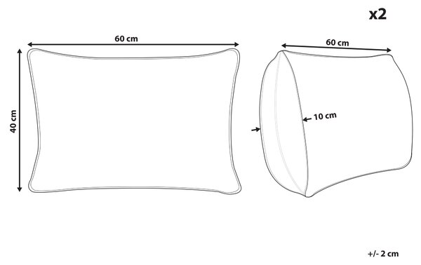 Sada 2 záhradných vankúšov biela a modrá polyester 40 x 60 cm vzor listov moderný dizajn dekoračný vankúš