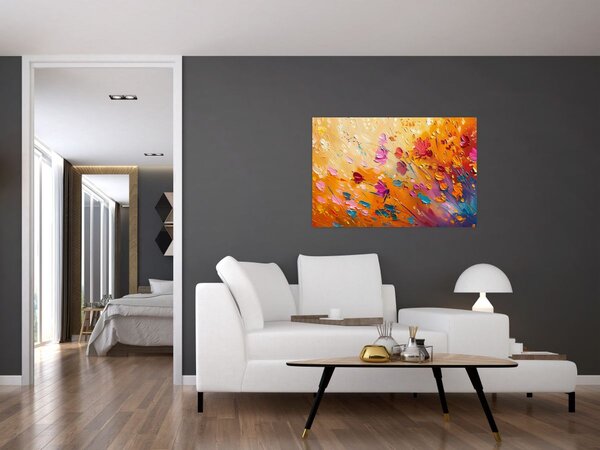 Obraz - Maľba farebných kvetov (90x60 cm)