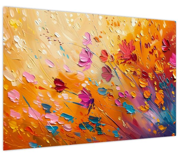 Obraz - Maľba farebných kvetov (90x60 cm)