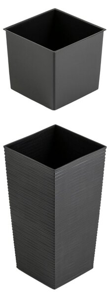 PLASTOVÝ KVETINÁČ PORTO RIFLO 36X19X19 CM ČIERNA