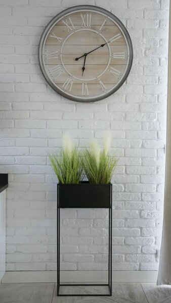 KOVOVÝ KVETINÁČ SO STOJANOM RECT 90X24X44 CM ČIERNA
