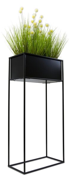 KOVOVÝ KVETINÁČ SO STOJANOM RECT 90X24X44 CM ČIERNA