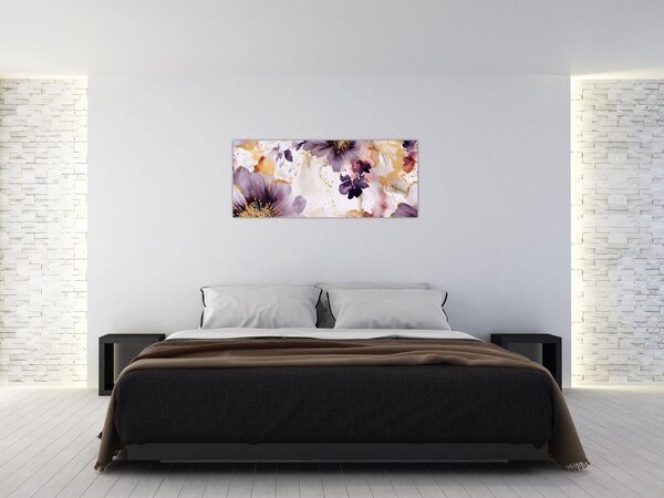 Obraz - Akvarelové kvety (120x50 cm)