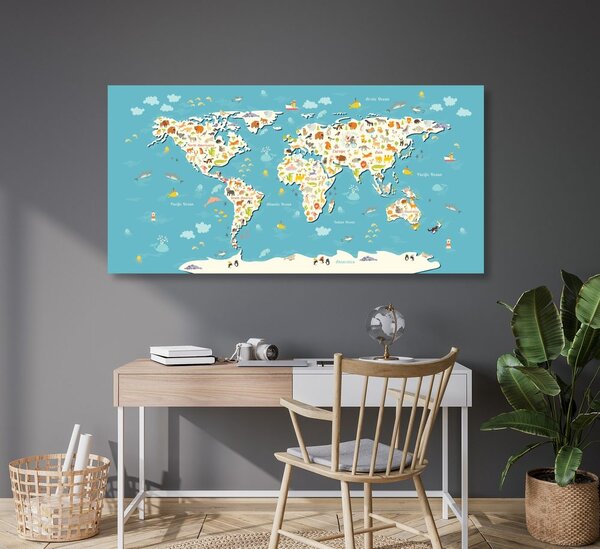Obraz na korku detská mapa so zvieratkami