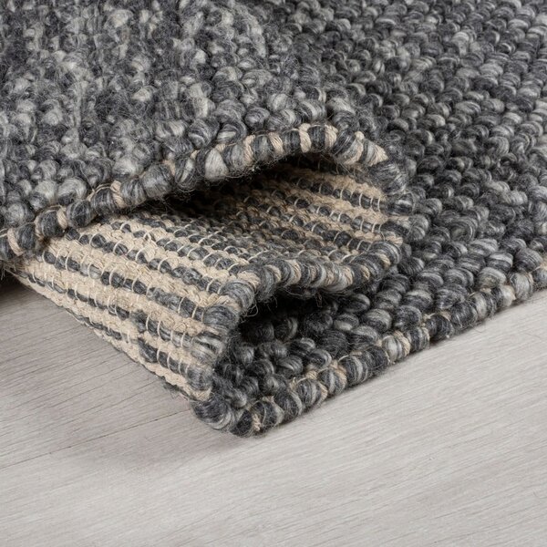 Tmavosivý ručne tkaný behúň s prímesou vlny 60x230 cm Minerals – Flair Rugs
