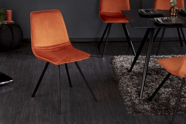 Oranžová zamatová stolička Amsterdam