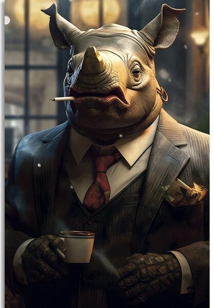 Obraz zvierací gangster nosorožec