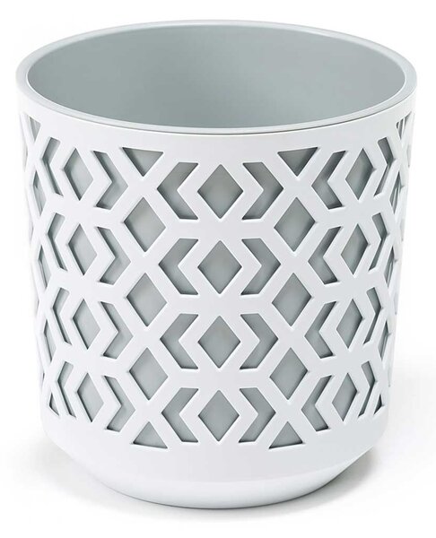 PLASTOVÝ KVETINÁČ ETNIC SADA 2KS 14,8X13,9 CM+20,1X19,5 CM BIELA
