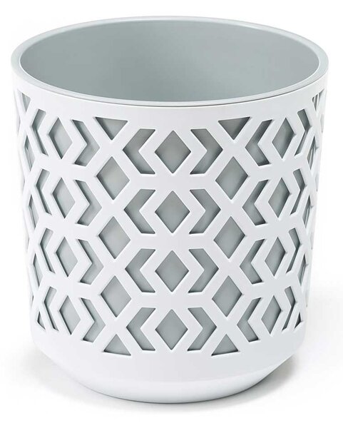 PLASTOVÝ KVETINÁČ ETNIC SADA 2KS 14,8X13,9 CM+20,1X19,5 CM BIELA