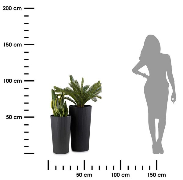PLASTOVÝ KVETINÁČ URBANIKA ECO SADA 2KS 57X30 CM+46,6X25,5 CM ČIERNA BT