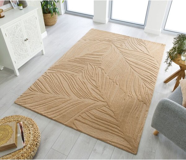 Svetlohnedý vlnený koberec Flair Rugs Lino Leaf, 160 x 230 cm