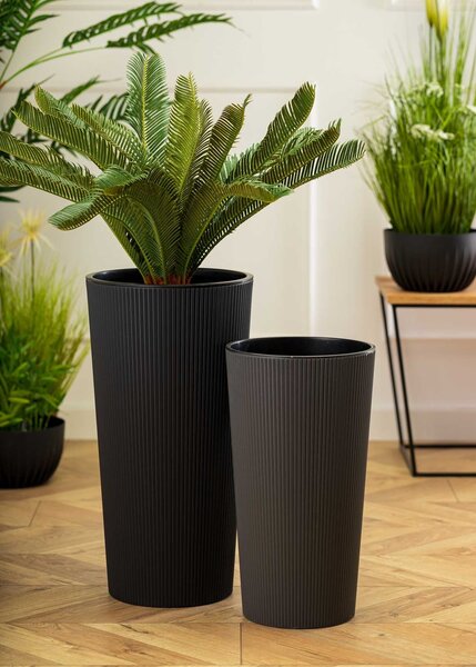 PLASTOVÝ KVETINÁČ URBANIKA ECO SADA 2KS 57X30 CM+46,6X25,5 CM ČIERNA BT