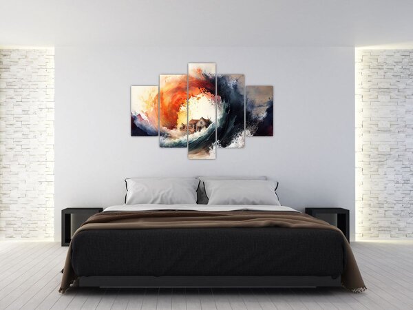 Obraz - Vo víre povodne, akvarel (150x105 cm)