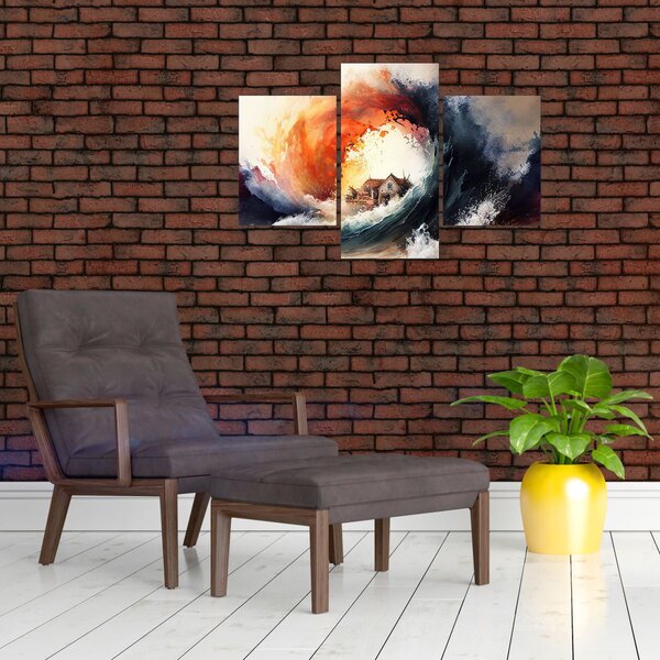 Obraz - Vo víre povodne, akvarel (90x60 cm)