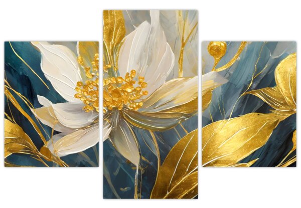 Obraz - Maľba zlatých kvetov (90x60 cm)
