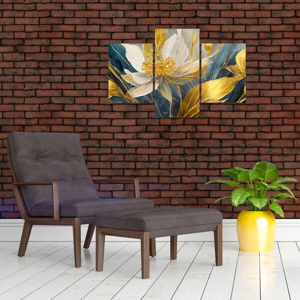 Obraz - Maľba zlatých kvetov (90x60 cm)