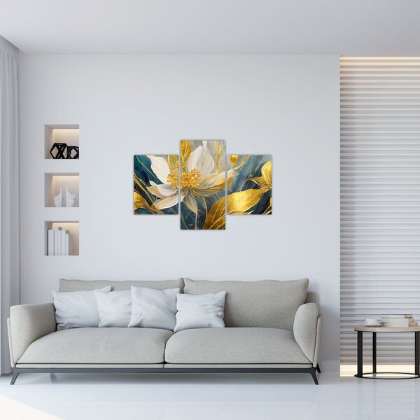 Obraz - Maľba zlatých kvetov (90x60 cm)
