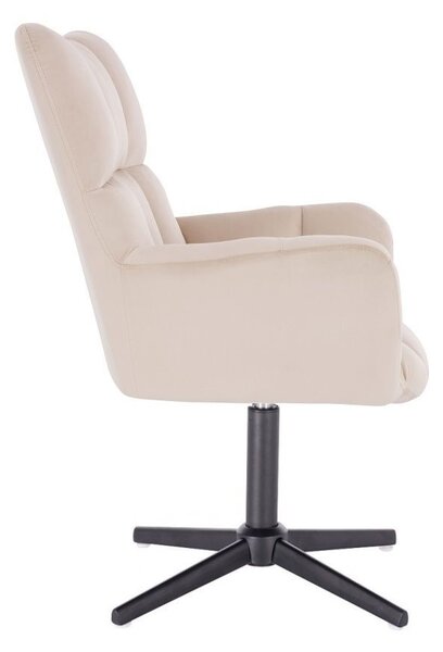LuxuryForm DESIGN Kreslo AURORA VELUR na čiernom kríži - krémové