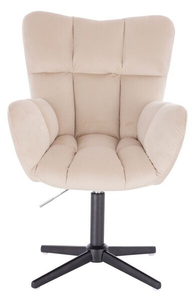 LuxuryForm DESIGN Kreslo AURORA VELUR na čiernom kríži - krémové