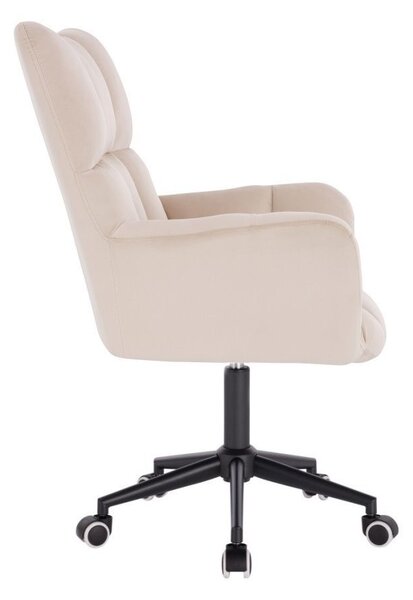 LuxuryForm DESIGN Kreslo AURORA VELUR na čiernej podstave s kolieskami - krémové