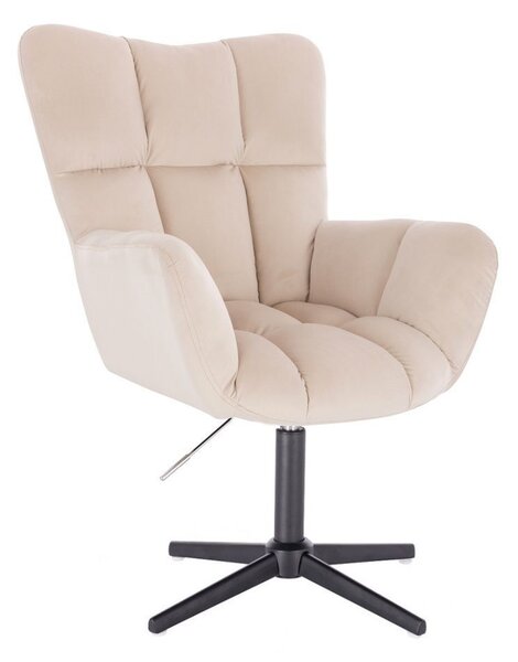 LuxuryForm DESIGN Kreslo AURORA VELUR na čiernom kríži - krémové