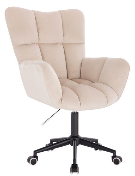 LuxuryForm DESIGN Kreslo AURORA VELUR na čiernej podstave s kolieskami - krémové