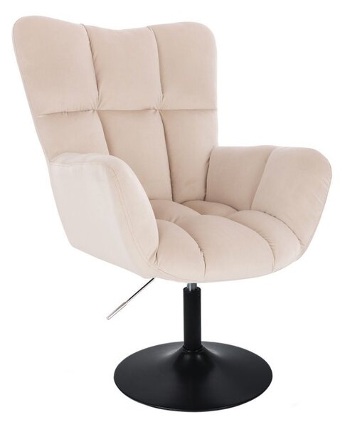 LuxuryForm DESIGN Kreslo AURORA VELUR na čiernom tanieri - krémové