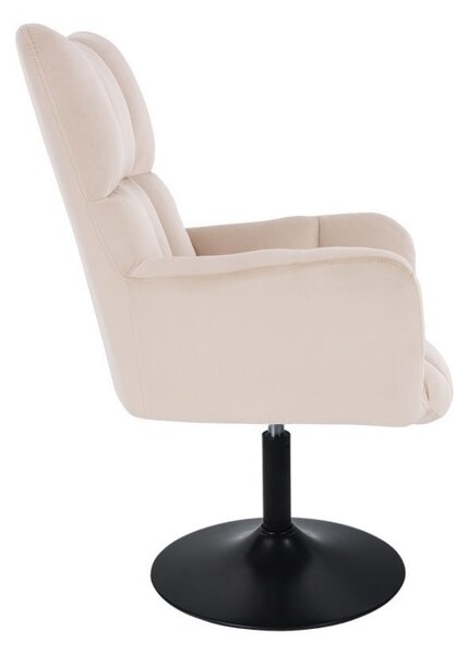 LuxuryForm DESIGN Kreslo AURORA VELUR na čiernom tanieri - krémové