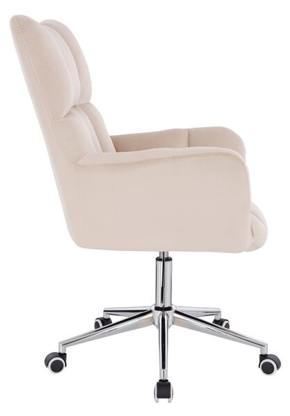 LuxuryForm DESIGN Kreslo AURORA VELUR na striebornej podstave s kolieskami - krémové