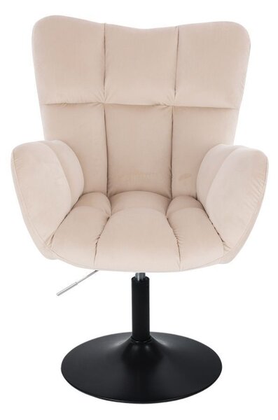 LuxuryForm DESIGN Kreslo AURORA VELUR na čiernom tanieri - krémové
