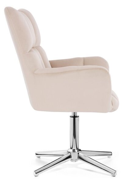 LuxuryForm DESIGN Kreslo AURORA VELUR na striebornom kríži - krémové