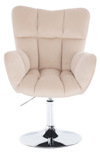 LuxuryForm DESIGN Kreslo AURORA VELUR na striebornom tanieri - krémové