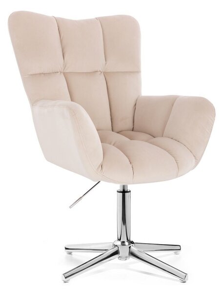 LuxuryForm DESIGN Kreslo AURORA VELUR na striebornom kríži - krémové