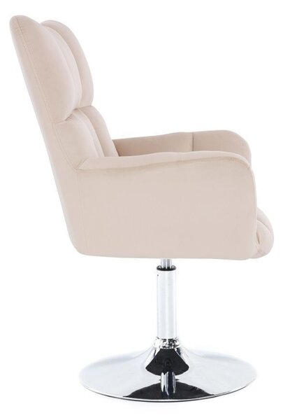 LuxuryForm DESIGN Kreslo AURORA VELUR na striebornom tanieri - krémové
