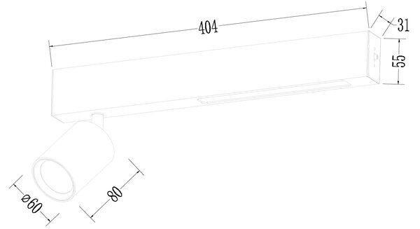 Stropné svietidlo Magnet, 1x čierne kovové tienidlo + 1x LED 5W, b