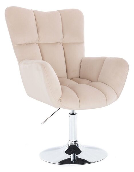 LuxuryForm DESIGN Kreslo AURORA VELUR na striebornom tanieri - krémové