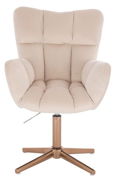 LuxuryForm DESIGN Kreslo AURORA VELUR na zlatom kríži - krémové