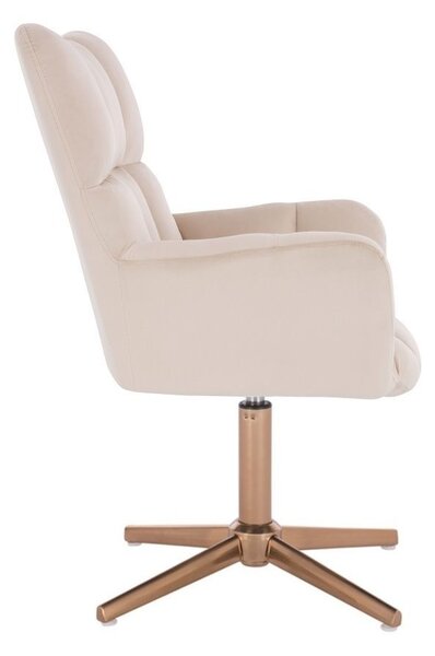 LuxuryForm DESIGN Kreslo AURORA VELUR na zlatom kríži - krémové