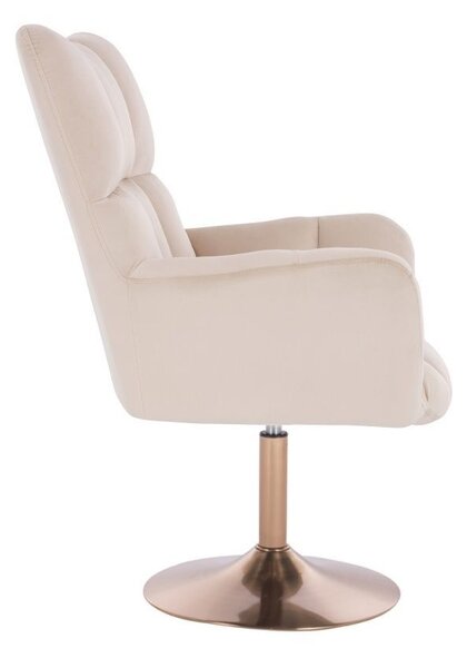 LuxuryForm DESIGN Kreslo AURORA VELUR na zlatom tanieri - krémové