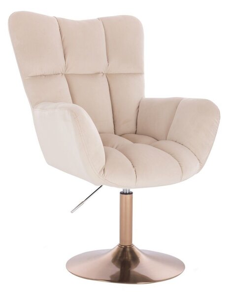 LuxuryForm DESIGN Kreslo AURORA VELUR na zlatom tanieri - krémové