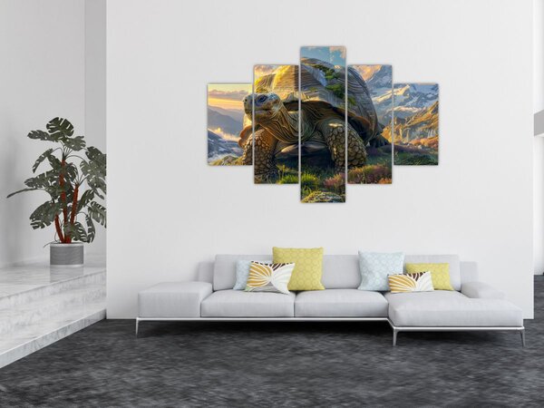 Obraz - Korytnačka a horská krajina (150x105 cm)