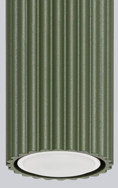 Stropné svietidlo Karbon, 1x olivovo zelené kovové tienidlo, (10 cm)