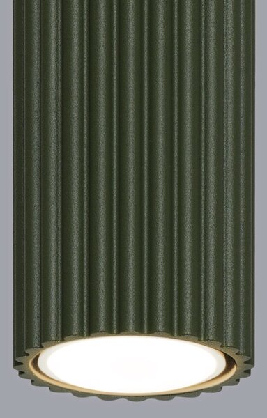 Stropné svietidlo Karbon, 1x olivovo zelené kovové tienidlo, (10 cm)