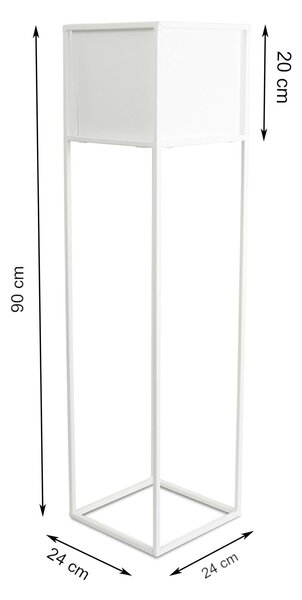 KOVOVÝ KVETINÁČ SO STOJANOM PLAIN 90X24 CM BIELA