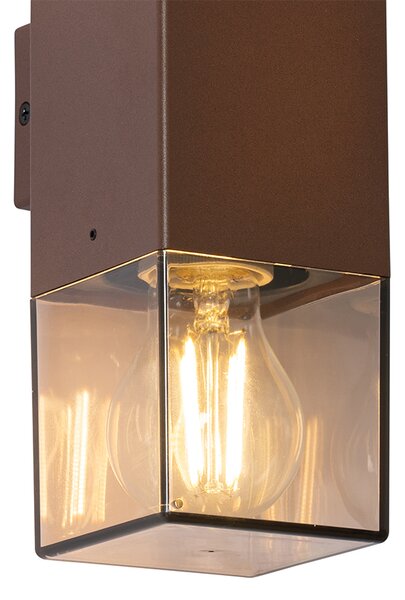 Vonkajšia nástenná lampa hrdzavohnedá s dymovým tienidlom 2-svetlá IP44 - Denmark