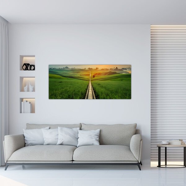 Obraz - Východ slnka nad údolím (120x50 cm)