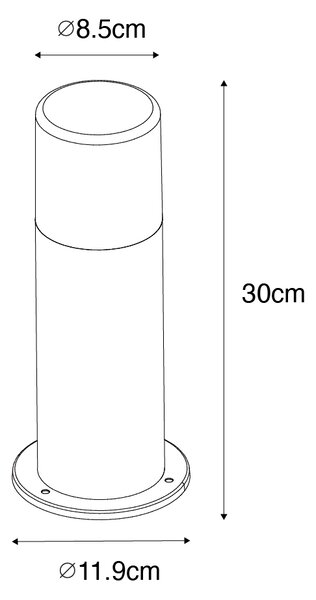 Stojaca vonkajšia lampa čierna s dymovým tienidlom 30 cm IP44 - Odense
